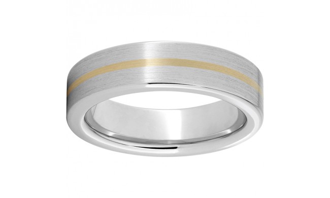 Serinium Pipe Cut Band with a 1mm 14K Yellow Gold Inlay and Satin Finish