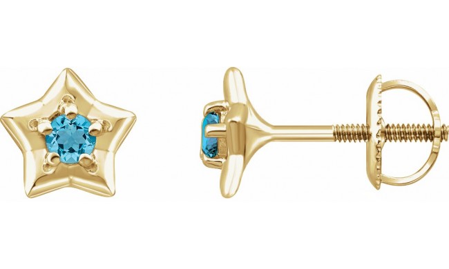 14K Yellow 3 mm Round March Youth Star Birthstone Earrings