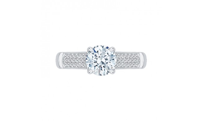 Shah Luxury Round Diamond Cathedral Style Engagement Ring In 14K White Gold (Semi-Mount)