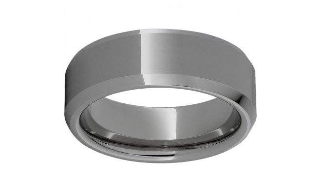 Rugged Tungsten  8mm Beveled Edge Polished Band