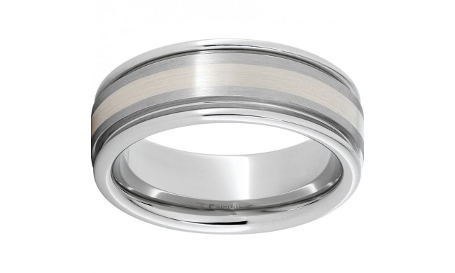 Serinium Rounded Edge Band with a 2mm Sterling Silver Inlay and Satin Finish