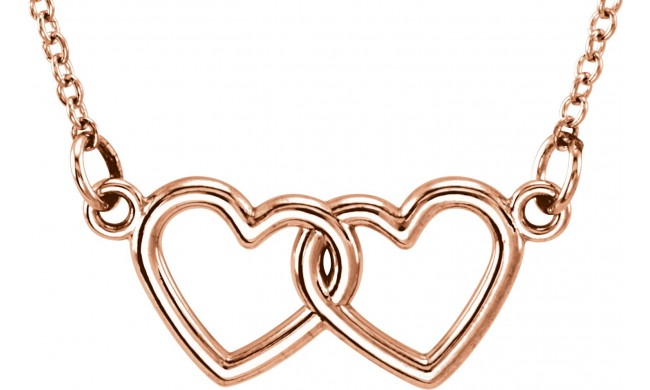 14K Rose Tiny Poshu00ae Double Heart 16-18 Necklace