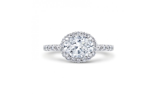 Shah Luxury Oval Diamond Halo Engagement Ring In 14K White Gold (Semi-Mount)