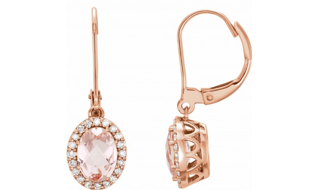 14K Rose Morganite & 1/5 CTW Diamond Earrings