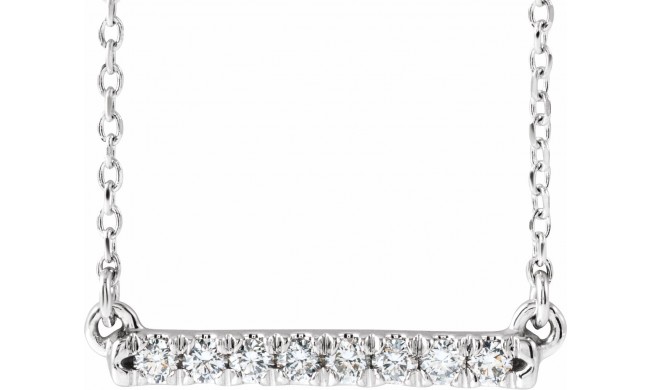 14K White 1/8 CTW Diamond French-Set Bar 16 Necklace