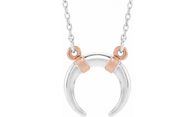 14K White/Rose Crescent 18 Necklace