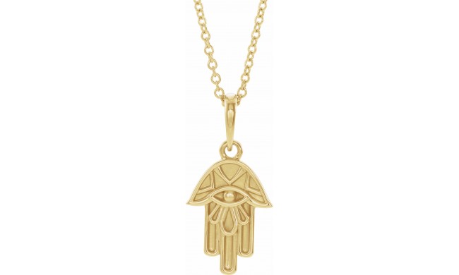 14K Yellow Hamsa 16-18 Necklace