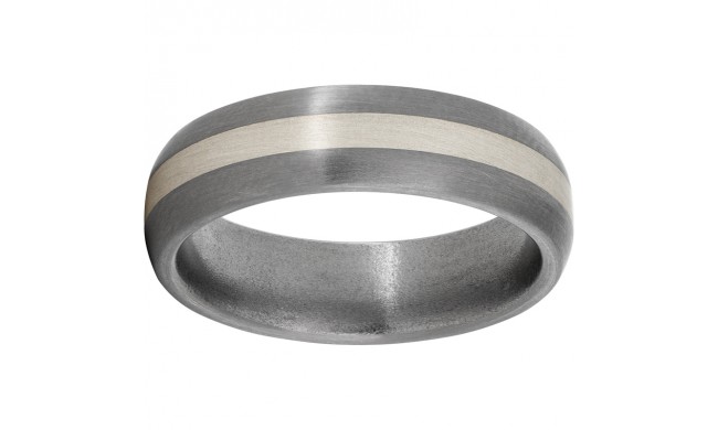 Titanium Domed Band with a 2mm Sterling Silver Inlay and Satin Finish