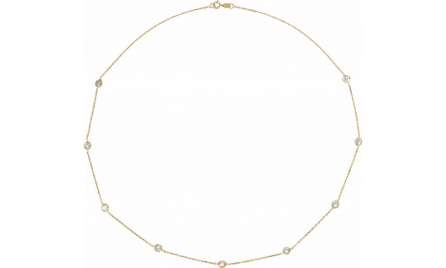14K Yellow 4 mm Round Cubic Zirconia Station 18 Necklace