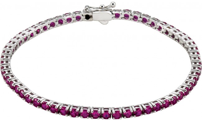14K White Lab-Grown Ruby Line 7.25 Bracelet