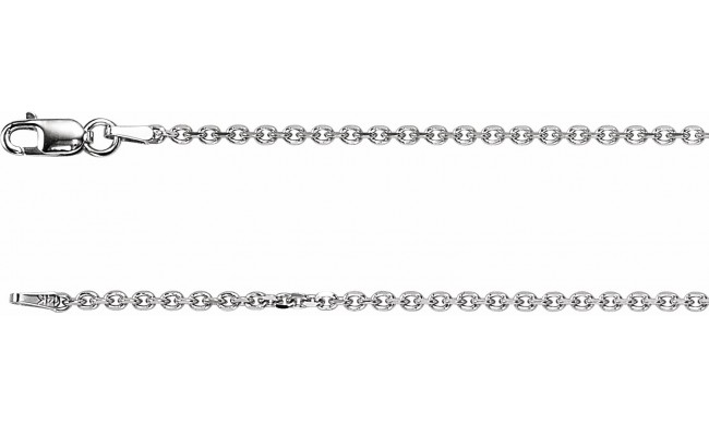 14K White 1.75 mm Solid Diamond-Cut Cable 7 Chain