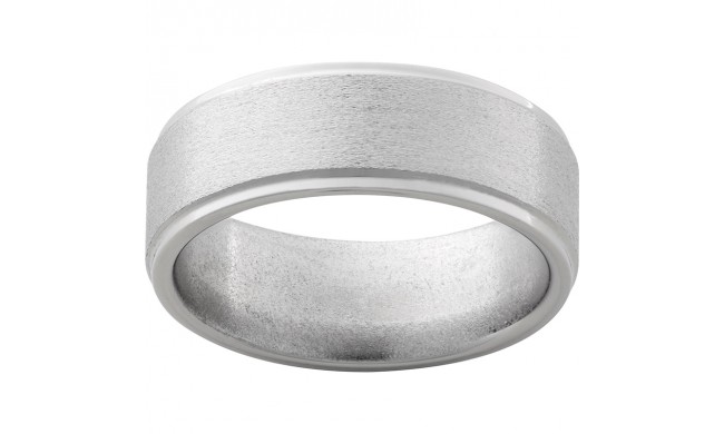 Titanium Flat Band with Grooved Edges and Stone Finish