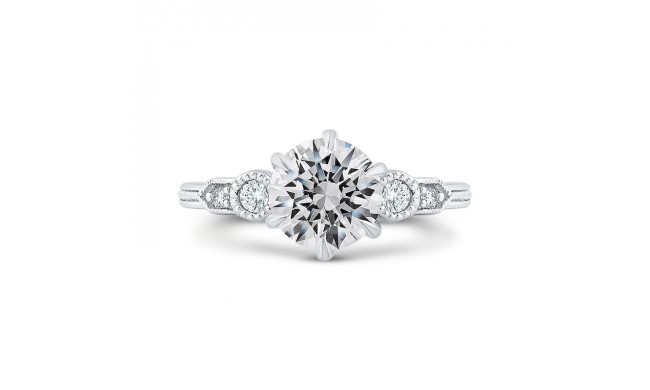 Shah Luxury Round Cut Diamond Engagement Ring In 14K White Gold (Semi-Mount)