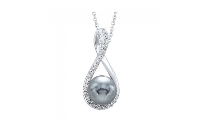 Gems One Silver Cubic Zirconia & Pearl (1 Ctw) Pendant