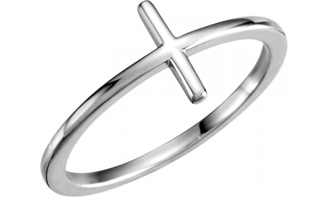 10K White Side Cross Ring