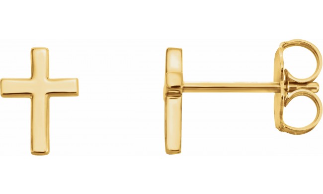 14K Yellow 7.5 mm Cross Earrings