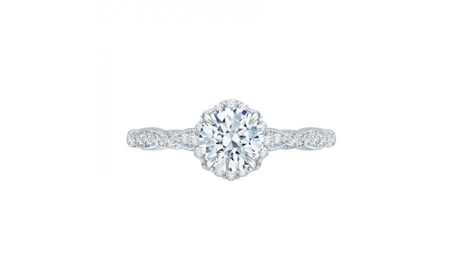 Shah Luxury 14K White Gold Round Diamond Engagement Ring (Semi-Mount)