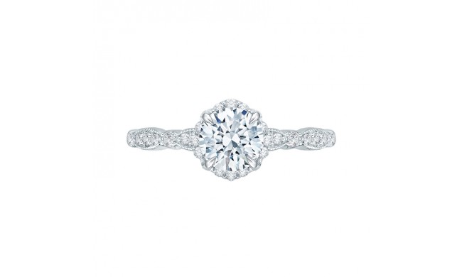 Shah Luxury 14K White Gold Round Diamond Engagement Ring (Semi-Mount)