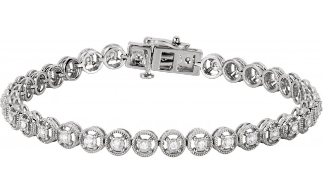 14K White 1/2 CTW Diamond Line 7.25 Bracelet