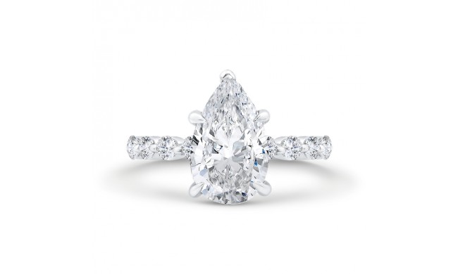 Shah Luxury 14K White Gold Pear Diamond Engagement Ring (Semi-Mount)