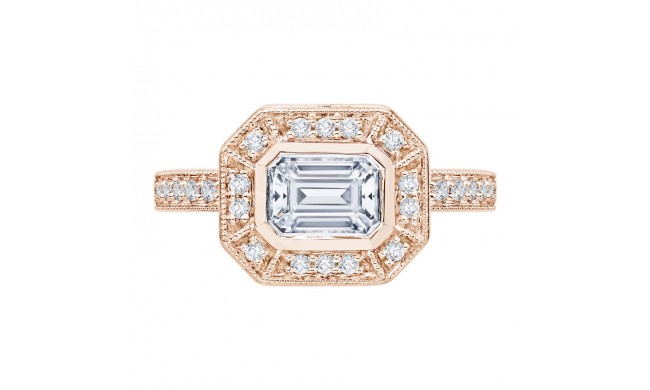 Shah Luxury Emerald Cut Diamond Halo Engagement Ring In 14K Rose Gold (Semi-Mount)