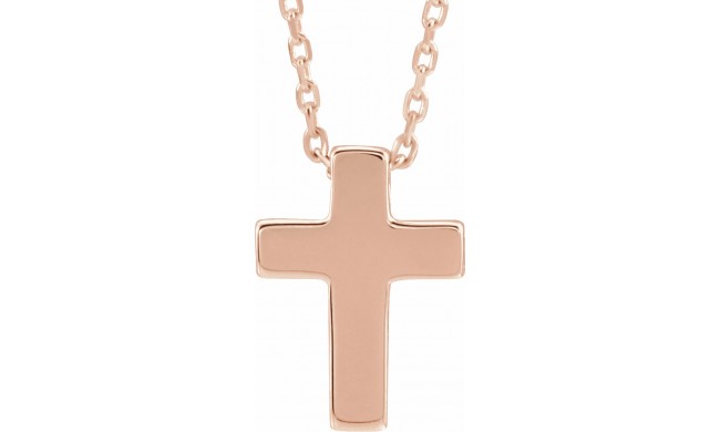 14K Rose Petite Cross 16-18 Necklace