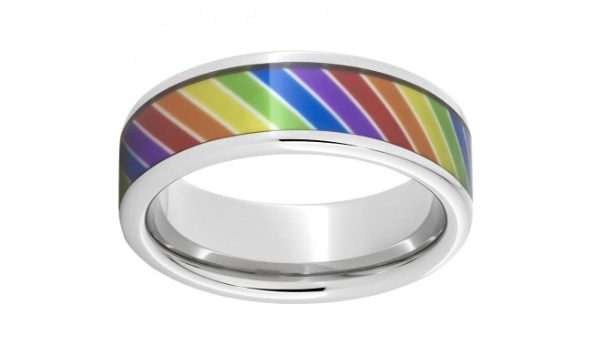 Serinium Pipe Cut Band with Rainbow Inlay