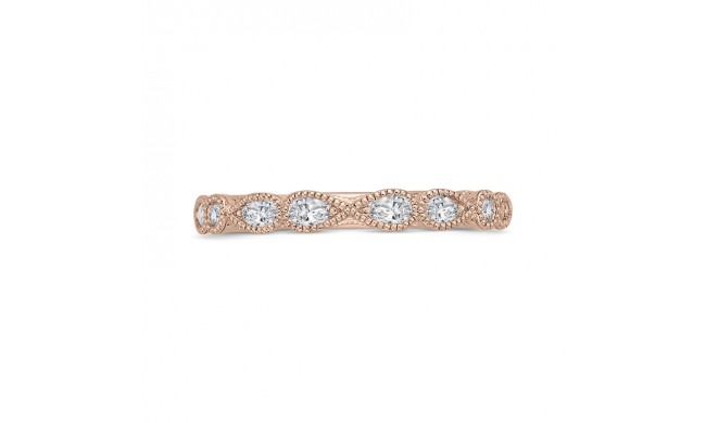 Shah Luxury 14K Rose Gold Pear and Round Diamond Half-Eternity Wedding Band