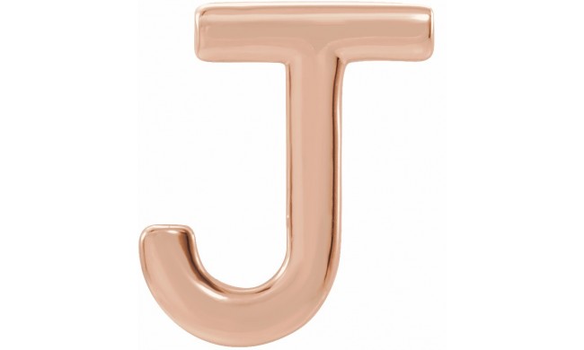 14K Rose Single Initial J Earring