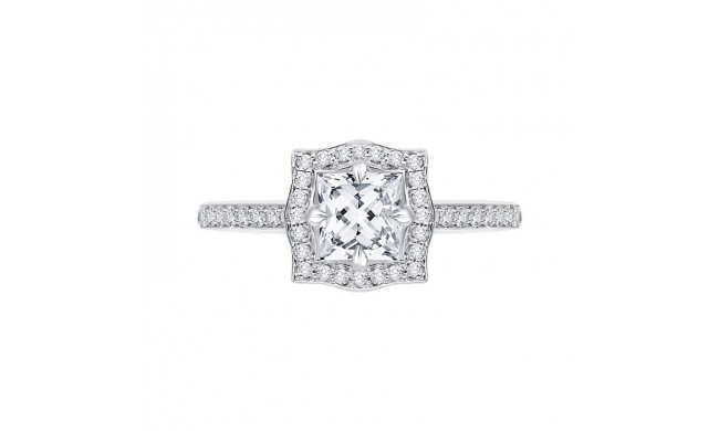 Shah Luxury Princess Cut Diamond Halo Engagement Ring In 14K White Gold (Semi-Mount)