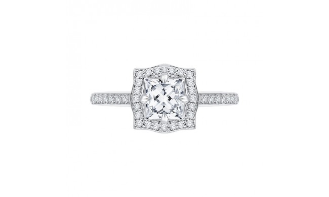 Shah Luxury Princess Cut Diamond Halo Engagement Ring In 14K White Gold (Semi-Mount)