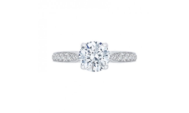 Shah Luxury 14K White Gold Round Diamond Floral Engagement Ring (Semi-Mount)