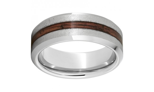 Serinium Beveled Edge Band with Cabernet Barrel Aged Inlay and Grain Finish