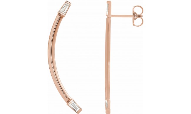 14K Rose 1/4 CTW Diamond Curved Bar Earrings