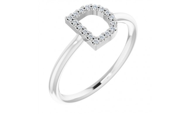 14K White .06 CTW Diamond Initial D Ring