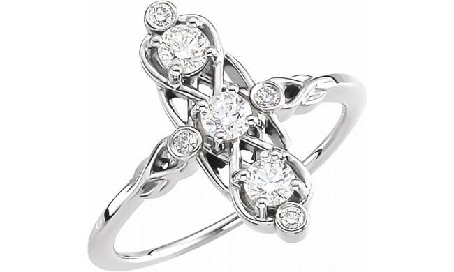 14K White 1/2 CTW Three-Stone Diamond Ring