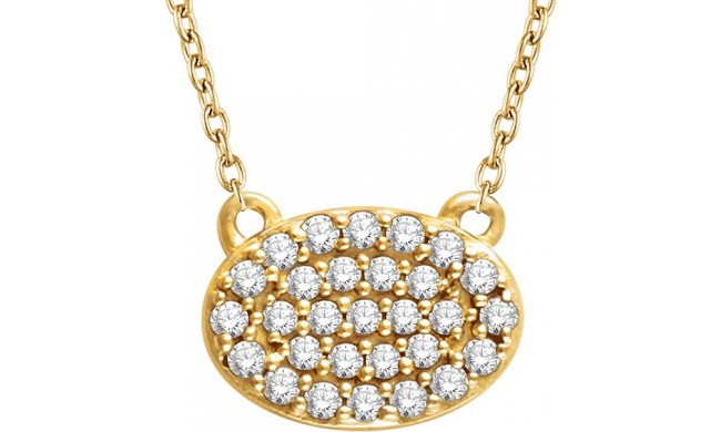 14K Yellow 1/5 CTW Diamond Oval Cluster 16-18 Necklace