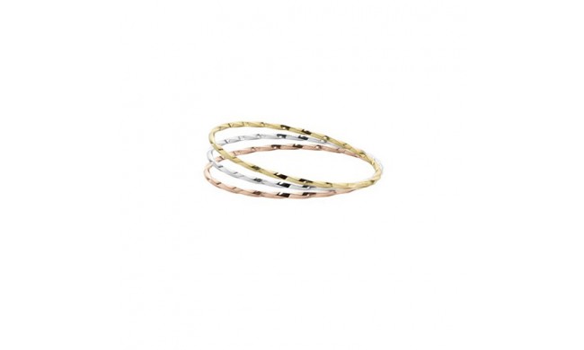 14K White, Yellow, Rose Gold Tri-Set 1.8mm Square Twist Bangle Bracelet