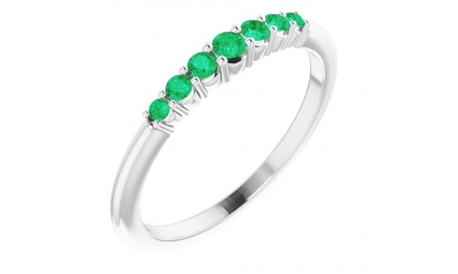 14K White Emerald Stackable Ring