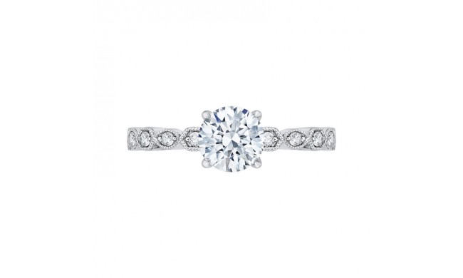 Shah Luxury 14K White Gold Round Diamond Floral Engagement Ring (Semi-Mount)