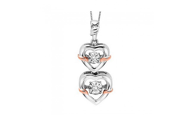 Gems One Mix Metal Rose Gold Silver Diamond (1/20 Ctw) Pendant