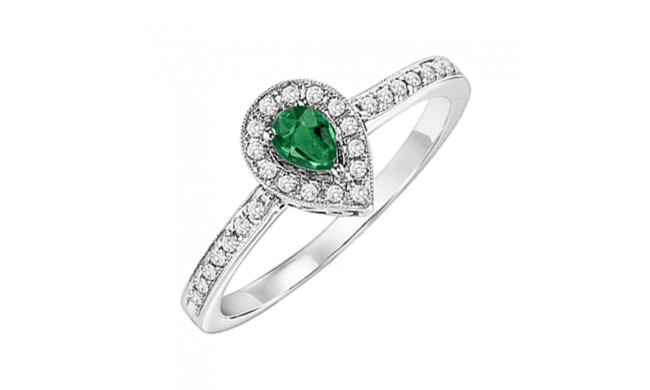 Gems One 14Kt White Gold Diamond (1/6Ctw) & Emerald (1/8 Ctw) Ring