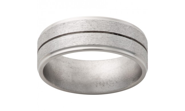 Titanium Flat Band with Grooved Edges, One .5mm Groove and Stone Finish