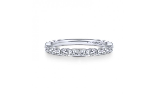 Gabriel & Co. 14k White Gold Victorian Diamond Wedding Band