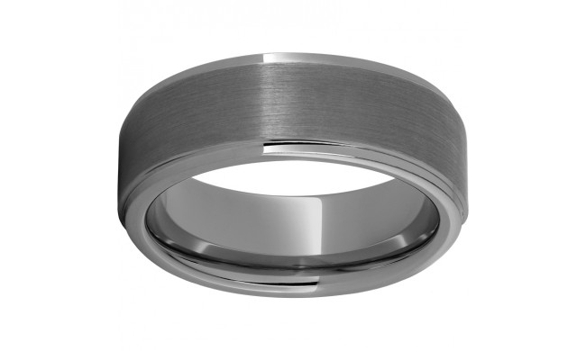 Rugged Tungsten  8mm Flat Grooved Edge Band with Satin Finish