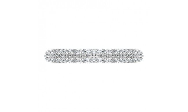 Shah Luxury 14K White Gold Half-Eternity Diamond Wedding Band with Euro Shank