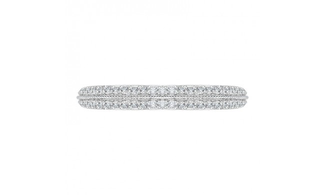 Shah Luxury 14K White Gold Half-Eternity Diamond Wedding Band with Euro Shank