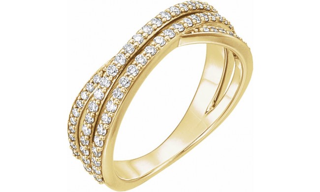 14K Yellow 1/2 CTW Diamond Criss-Cross Ring