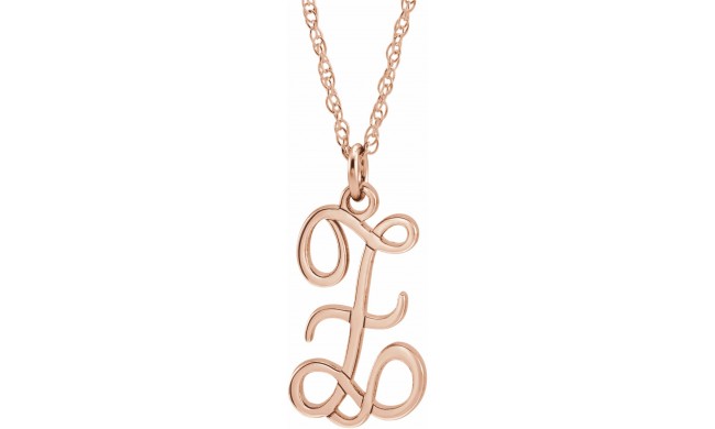 14K Rose Script Initial Z 16-18 Necklace
