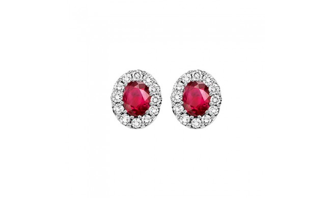 Gems One 14Kt White Gold Diamond (1/5Ctw) & Ruby (1/5 Ctw) Earring